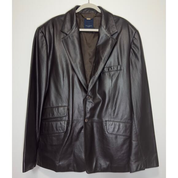 TED BAKER LONDON Leather Blazer Modern Dapper Old Money Sartorial Flair Size 66 - Picture 2 of 4